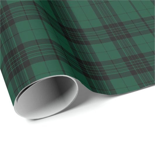 Classic Christmas Green and Black Plaid Cadeaupapier (Rol Hoek)