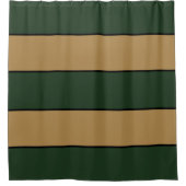 Classic Christmas Green And Gold Stripes Douchegordijn (Voorkant)