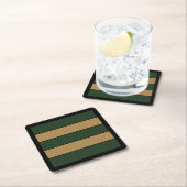 Classic Christmas Green And Gold Stripes Kartonnen Onderzetters (Insitu)