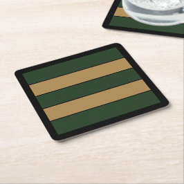 Classic Christmas Green And Gold Stripes Kartonnen Onderzetters