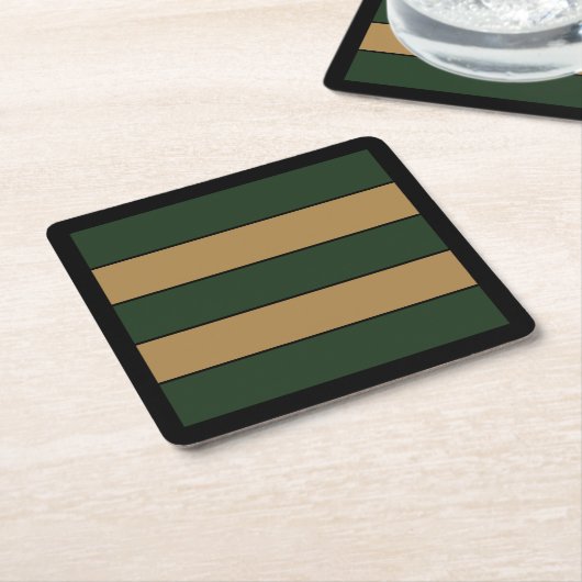 Classic Christmas Green And Gold Stripes Kartonnen Onderzetters (Schuin)