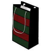 Classic Christmas Green And Red Stripes Klein Cadeauzakje (Achterkant Gekanteld)