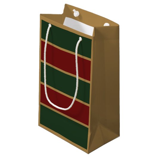 Classic Christmas Green And Red With Gold Trim Klein Cadeauzakje (Voorkant Gekanteld)