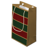 Classic Christmas Green And Red With Gold Trim Klein Cadeauzakje (Achterkant Gekanteld)