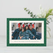 Classic Christmas Green Botanical Festive Photo Feestdagenkaart (Staand voorkant)