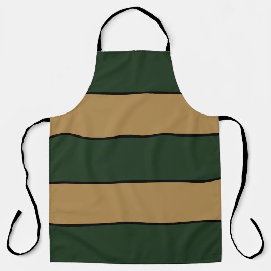 Classic Christmas Green en Gold Stripes Schort (Voorkant)
