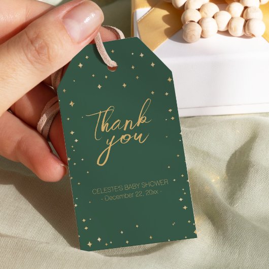 Classic Christmas Green Gold Baby shower Dank u Cadeaulabel