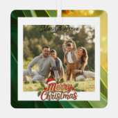  Classic Christmas Green & Gold Frame Photo Metalen Ornament (Achterkant)