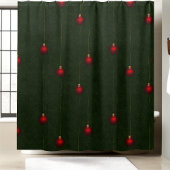 Classic Christmas Green Red Ornament Douchegordijn