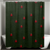 Classic Christmas Green Red Ornament Douchegordijn