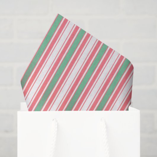 Classic Christmas Green Red Stripes Tissuepapier (Cadeauzakje)
