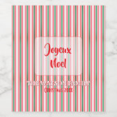 Classic Christmas Green Red Stripes  Wijn Etiket (Enkel label)