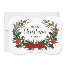 Classic Christmas Greenery Wreath Holiday Kaart