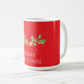 Classic christmas holly and pine cone design koffiemok (Voorkant rechts)