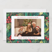 Classic Christmas Holly Flat Holiday Card Feestdagenkaart (Voorkant)