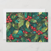 Classic Christmas Holly Flat Holiday Card Feestdagenkaart (Achterkant)