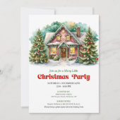 Classic christmas house invite playful lettering kaart (Voorkant)