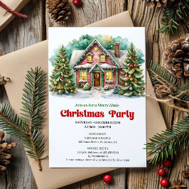 Classic christmas house invite playful lettering kaart