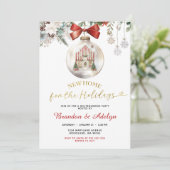 Classic Christmas House Winter Floral Housewarming Kaart (Staand voorkant)