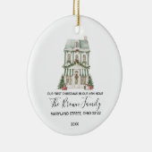 Classic Christmas House Winter New Home Custom Keramisch Ornament (Rechts)