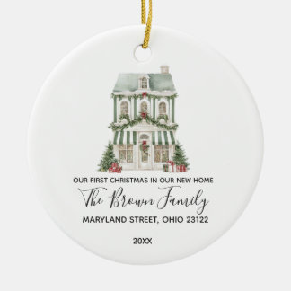 Classic Christmas House Winter New Home Custom Keramisch Ornament