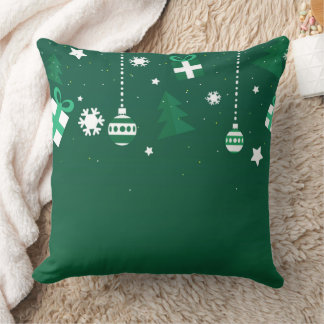 Classic Christmas Icons – Green Holiday Pillow Kussen