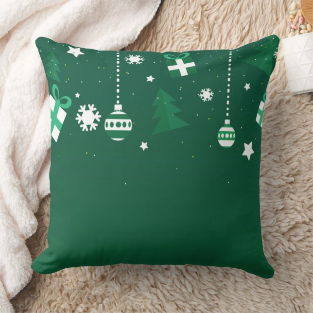 Classic Christmas Icons – Green Holiday Pillow Kussen (Deken)