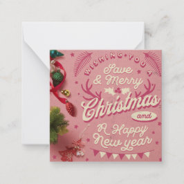 Classic Christmas Kaart, Wensende u een vrolijke K Notitiekaartje