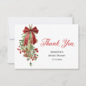 Classic Christmas Mistletoe Bridal Shower Bedankkaart (Voorkant)