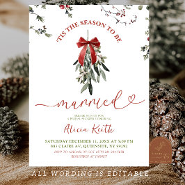 Classic Christmas Mistletoe Bridal Shower Kaart