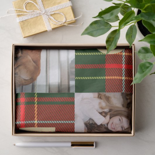 Classic Christmas Noel Plaid Fotovakantie Tissuepapier (Geschenk)