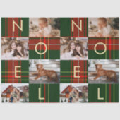 Classic Christmas Noel Plaid Fotovakantie Tissuepapier (Voorkant)