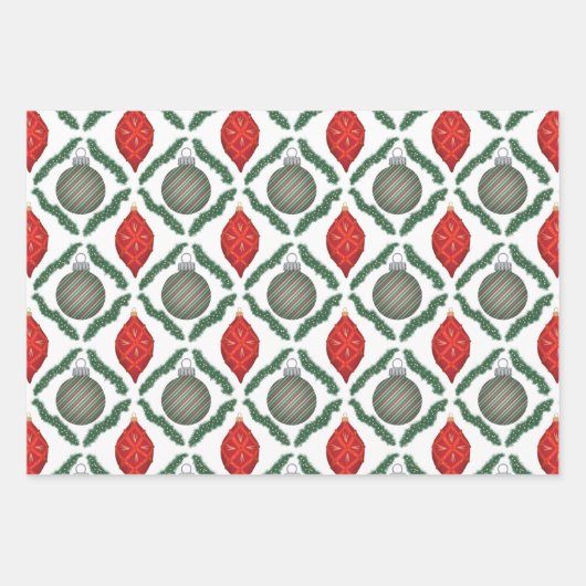 Classic Christmas Ornaments Set Wrapping Paper (Voorkant)