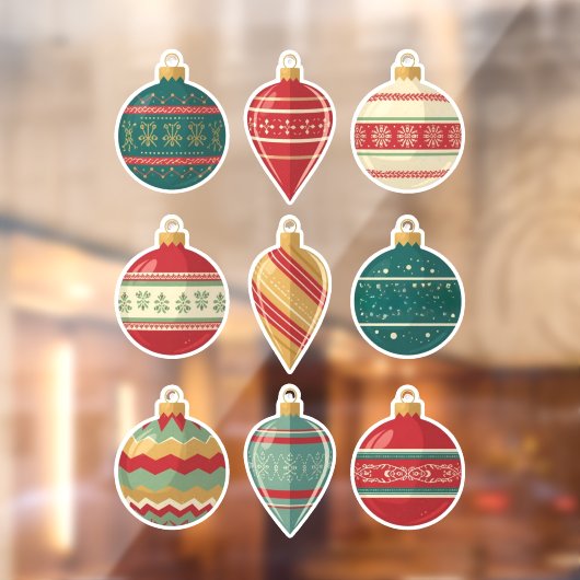 Classic Christmas Ornaments Window Cling Raamsticker (Vel 2)
