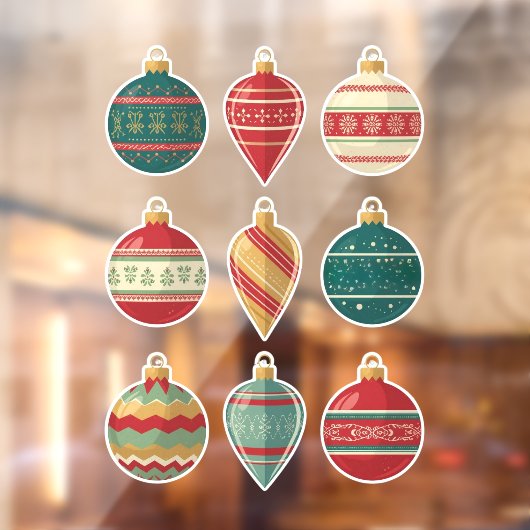 Classic Christmas Ornaments Window Cling Raamsticker (Vel 2)