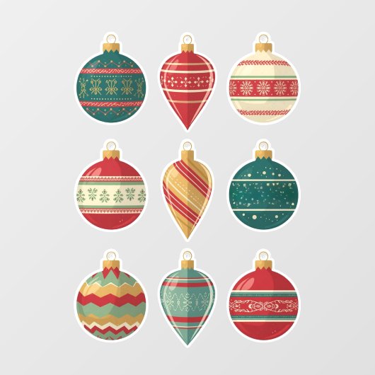 Classic Christmas Ornaments Window Cling Raamsticker (Vel)