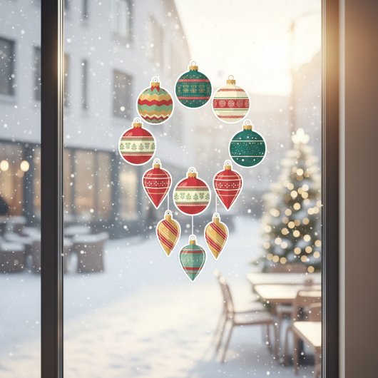 Classic Christmas Ornaments Window Cling Raamsticker