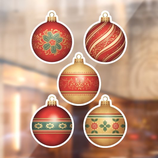 Classic Christmas Ornaments Window Cling Raamsticker (Vel 2)