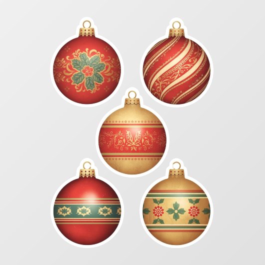 Classic Christmas Ornaments Window Cling Raamsticker (Vel)
