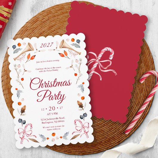 Classic Christmas Party Invite Kaart