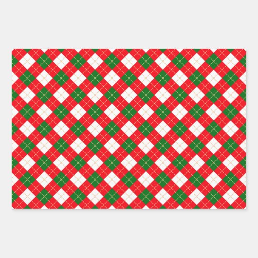 Classic Christmas Patterns Red and Green Inpakpapier Vel (Voorkant 3)