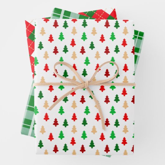 Classic Christmas Patterns Red and Green Inpakpapier Vel (In situ)