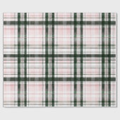 Classic Christmas pink and green Plaid Cadeaupapier (Vlak)