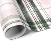 Classic Christmas pink and green Plaid Cadeaupapier (Rol Hoek)
