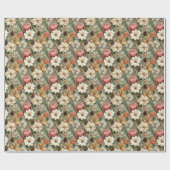 Classic Christmas Pink and Sage Green Floral Gift Cadeaupapier (Vlak)