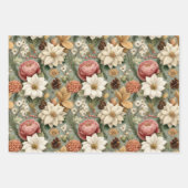 Classic Christmas Pink and Sage Green Floral Gift Inpakpapier Vel (Voorkant 3)