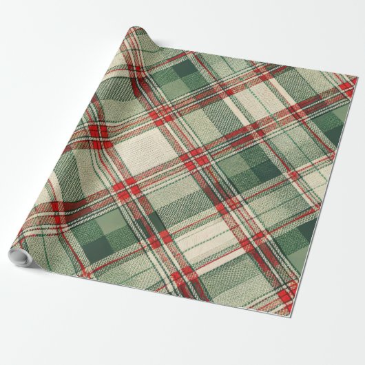 Classic Christmas Plaid Cadeaupapier (Uitgerold)