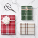 Classic Christmas Plaid collectie Rood Groen Cream Inpakpapier Vel<br><div class="desc">Classic Christmas Neutral Grey en wit geruit collectie Rood groen en crème</div>