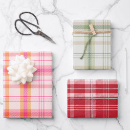 Classic Christmas Plaid collectie Rood Groen Roze Inpakpapier Vel