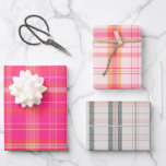 Classic Christmas Plaid collectie Roze Collectie Inpakpapier Vel<br><div class="desc">Classic Christmas Neutral Grey en wit geruit collectie roze collectie</div>